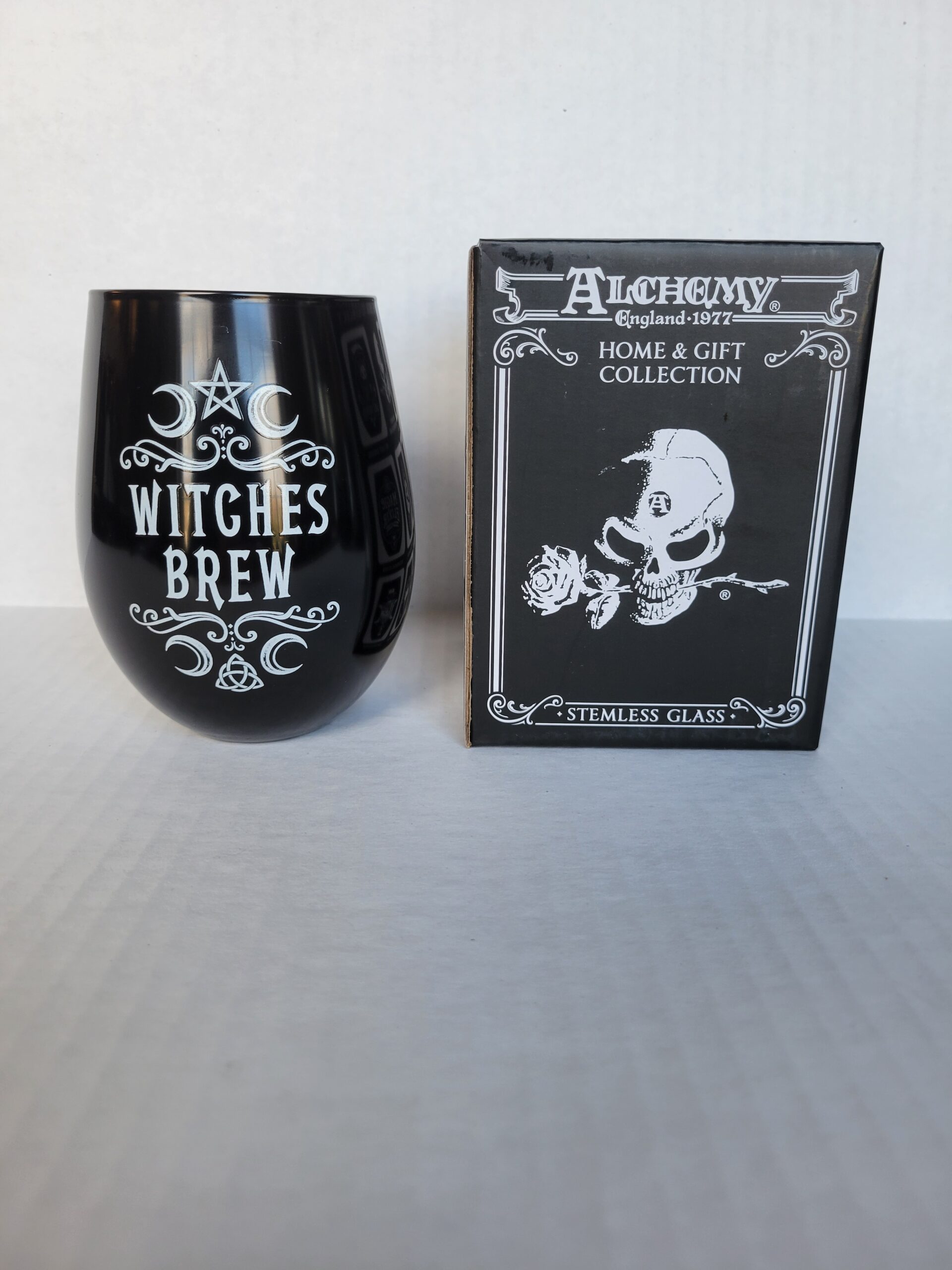 Alchemy "Witches Brew" stemless wine glass.
